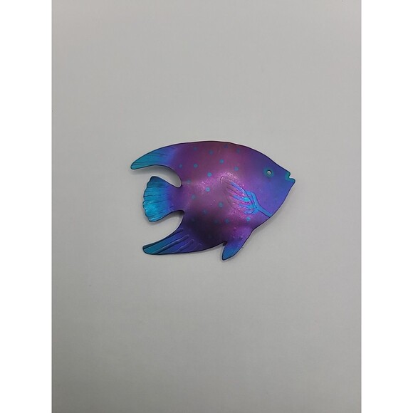 Vintage Brooch Pin Fish Purple Blue Ocean  School Jewelry Costume - Picture 6 of 16